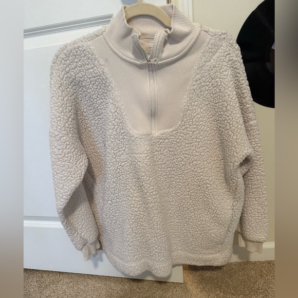aerie Sweaters - Aerie Cream Sherpa Half-Zip Pullover